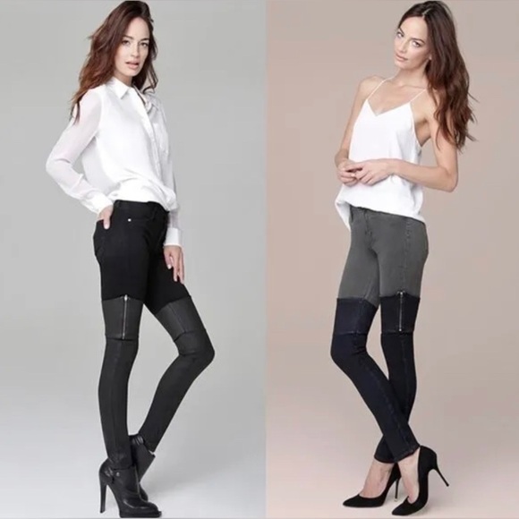 James Jeans Dietrich Jeather Thigh High Skinny Jeans Black Twiggy Women’s Size 4 - Picture 2 of 15